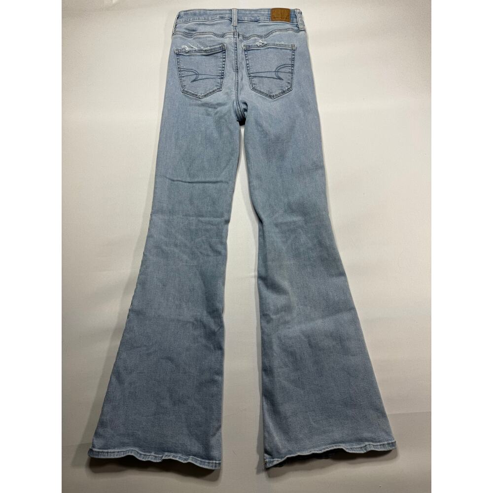 American Eagle Women's Super Hi-Rise Flare Distressed Denim Jeans - Sz 0 (25x31) - Picture 2 of 6